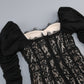 【Party & Event】 Maxi Mermaid Polyester Triacetate Sexy Square Neck Cutout Rhinestone Puff Sleeve Dress - MYTHSIS