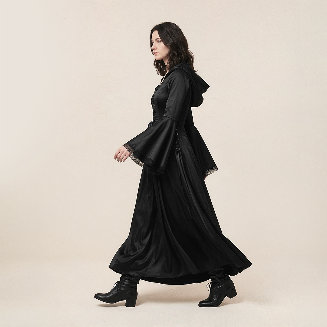 Wholesale Women's Gothic Witch Hooded Halloween Costume Dress