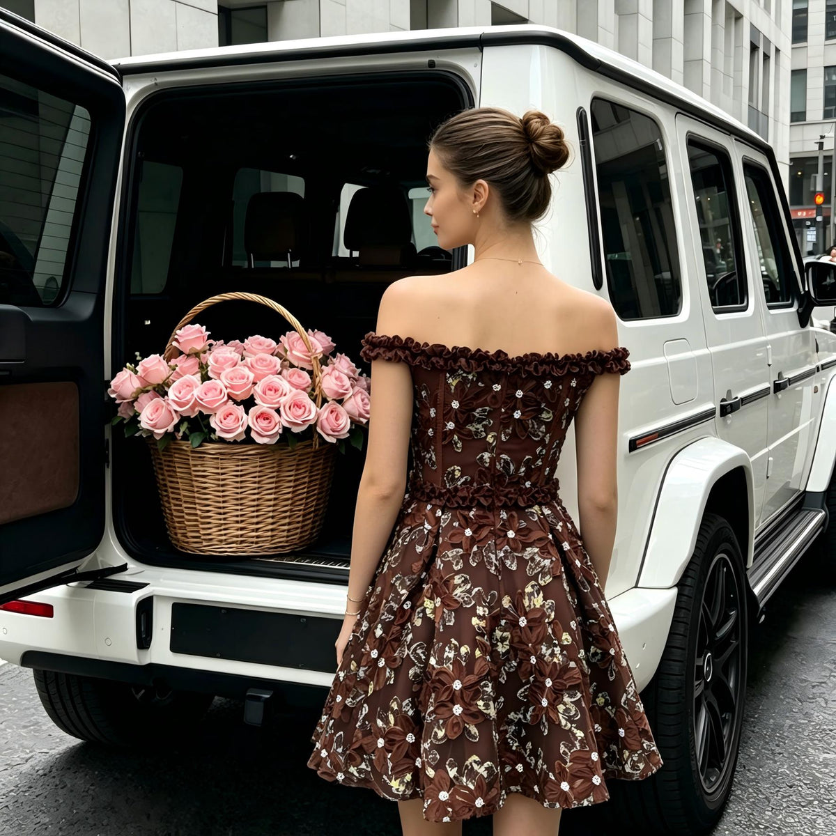 Wholesale Women's 3D Floral Ruffle Tutu Mini Dress