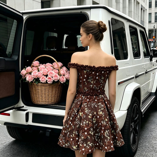 Wholesale Women's 3D Floral Ruffle Tutu Mini Dress