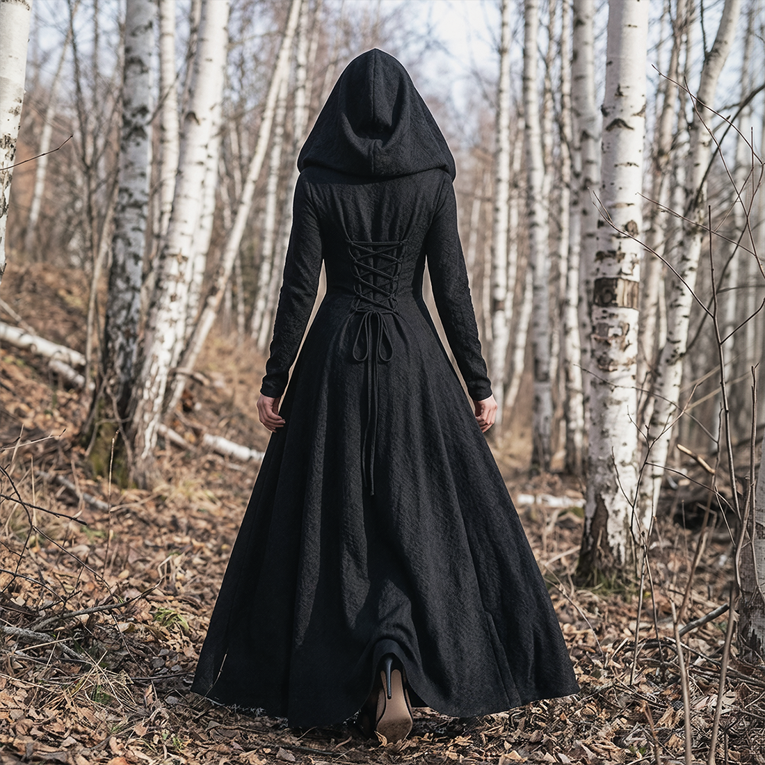 Wholesale Women's Medieval Hooded Witch Costume Long Dress