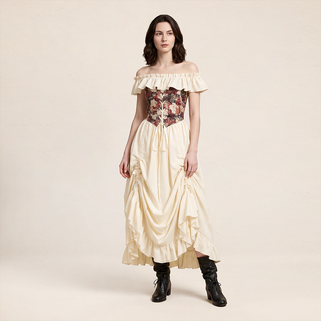 Wholesale Women's Victorian Jacquard Strapless Corset Dress