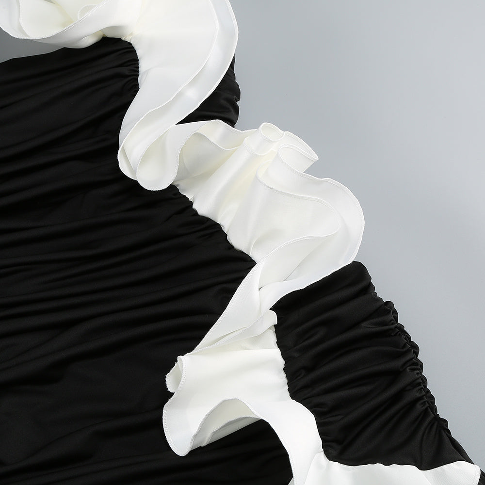 【Party & Event】 Maxi Mermaid Acetate Satin Triacetate Sexy Strapless 3D Flower Dress - MYTHSIS