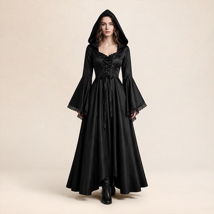 Wholesale Women's Gothic Witch Hooded Halloween Costume Dress