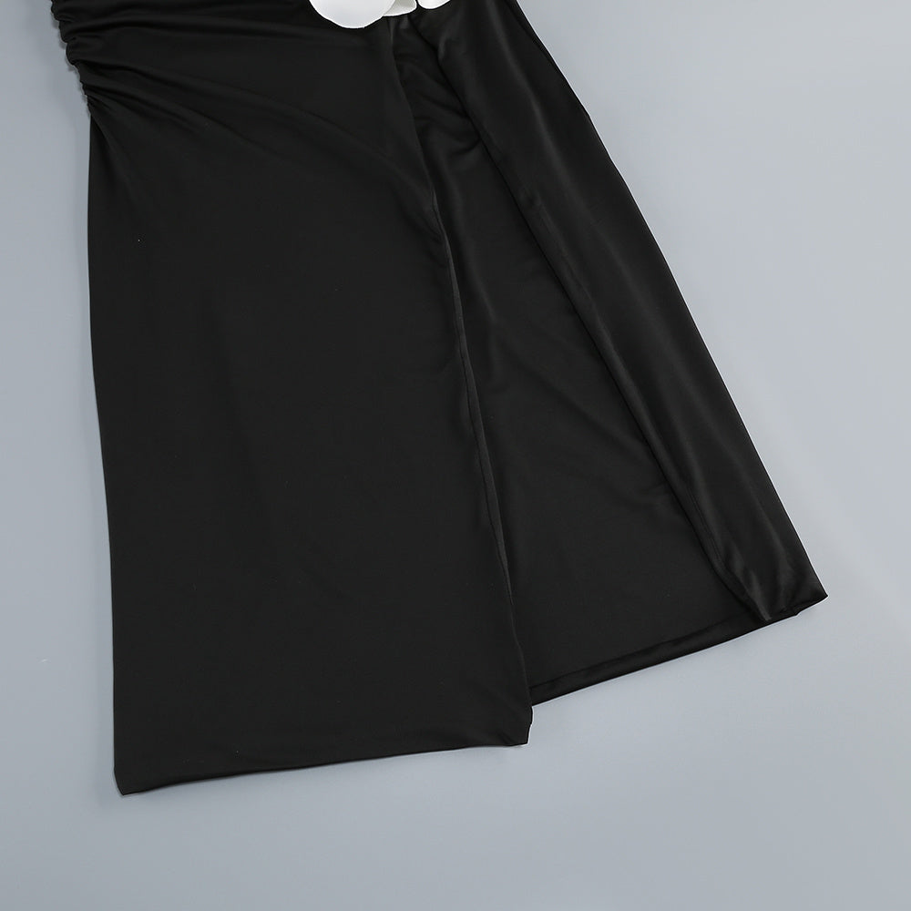 【Party & Event】 Maxi Mermaid Acetate Satin Triacetate Sexy Strapless 3D Flower Dress - MYTHSIS