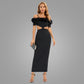 【Party & Event】 Maxi Sheath Polyester Glam Off-Shoulder Feather Spliced Dress - MYTHSIS