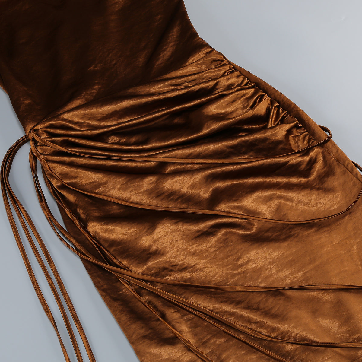 Wholesale Women's Dark Brown Satin Cowl-Neck Fishtail Maxi Dress – XS Womens Clothing