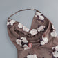 Wholesale Women's Floral Halter Cowl-Neck Split Maxi Dress
