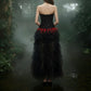【Party & Event】 Maxi A-Line Sequin Polyester Sexy Strapless Rhinestone Feather Mesh Dress - MYTHSIS
