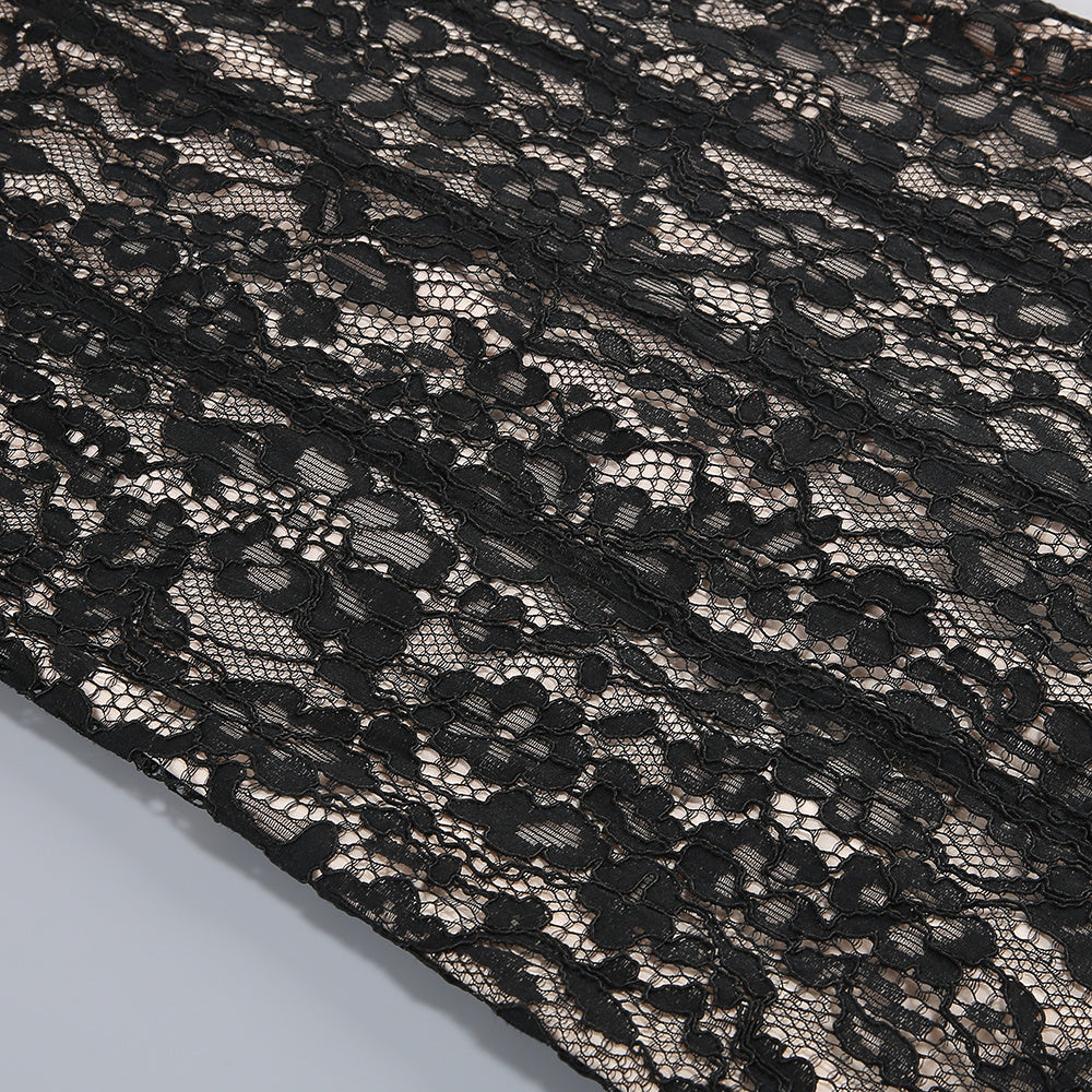 【Party & Event】 Maxi Mermaid Polyester Triacetate Sexy Square Neck Cutout Rhinestone Puff Sleeve Dress - MYTHSIS