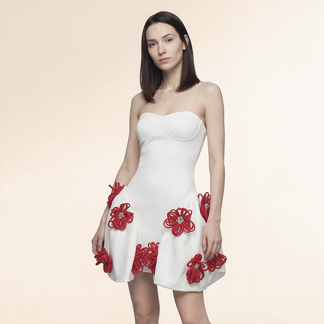 Wholesale Women's Strapless Floral Puff Mini Dress – XS Women's Clothing