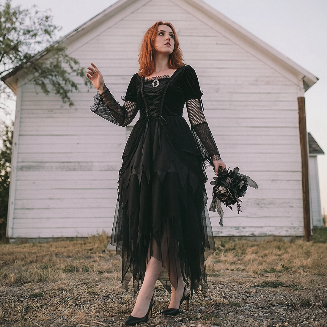Wholesale Women's Gothic Witch Costume Dress Set Options