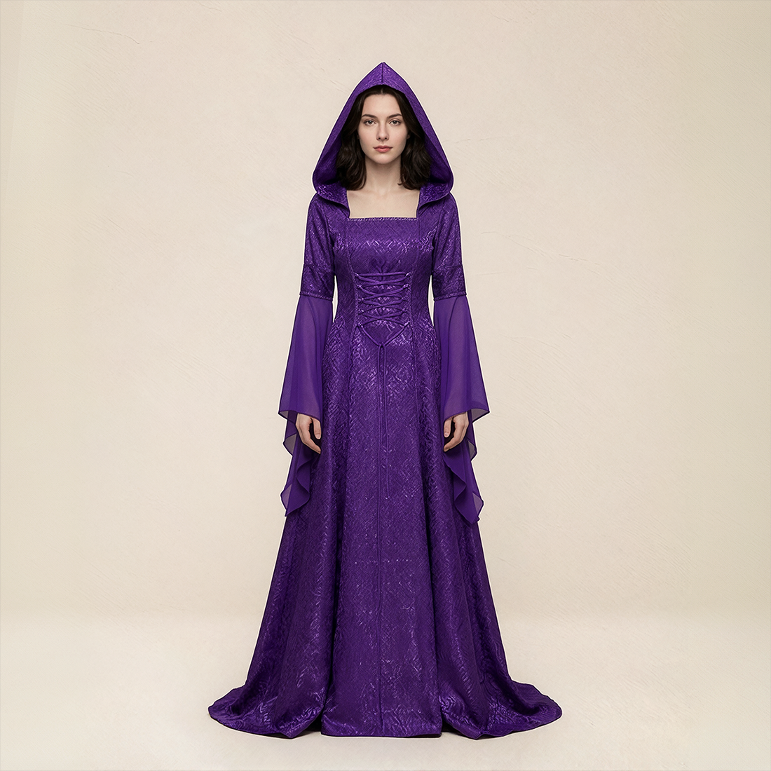 Wholesale Women's Medieval Hooded Witch Costume Long Dress