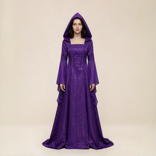 Wholesale Women's Medieval Hooded Witch Costume Long Dress