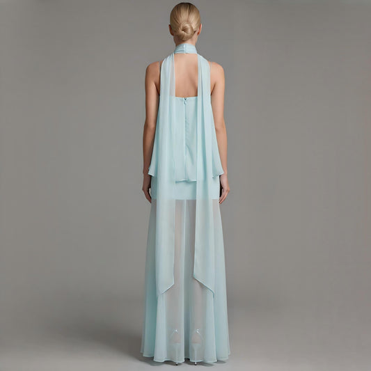 Wholesale Women's Sheer Gauze Ribbon Maxi Dress