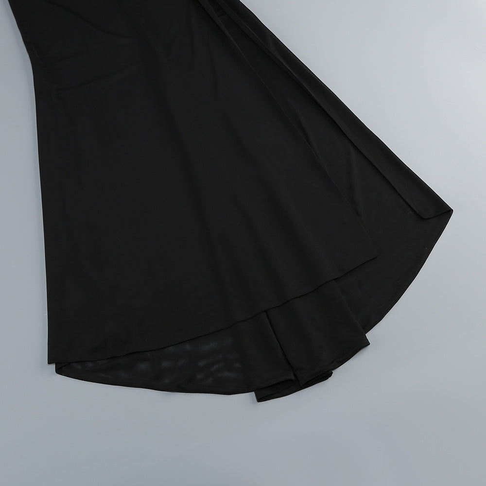 【Party & Event】 Maxi Sheath Polyester Milk Silk Sexy One-Shoulder Cutout Chain Side Slit Dress - MYTHSIS