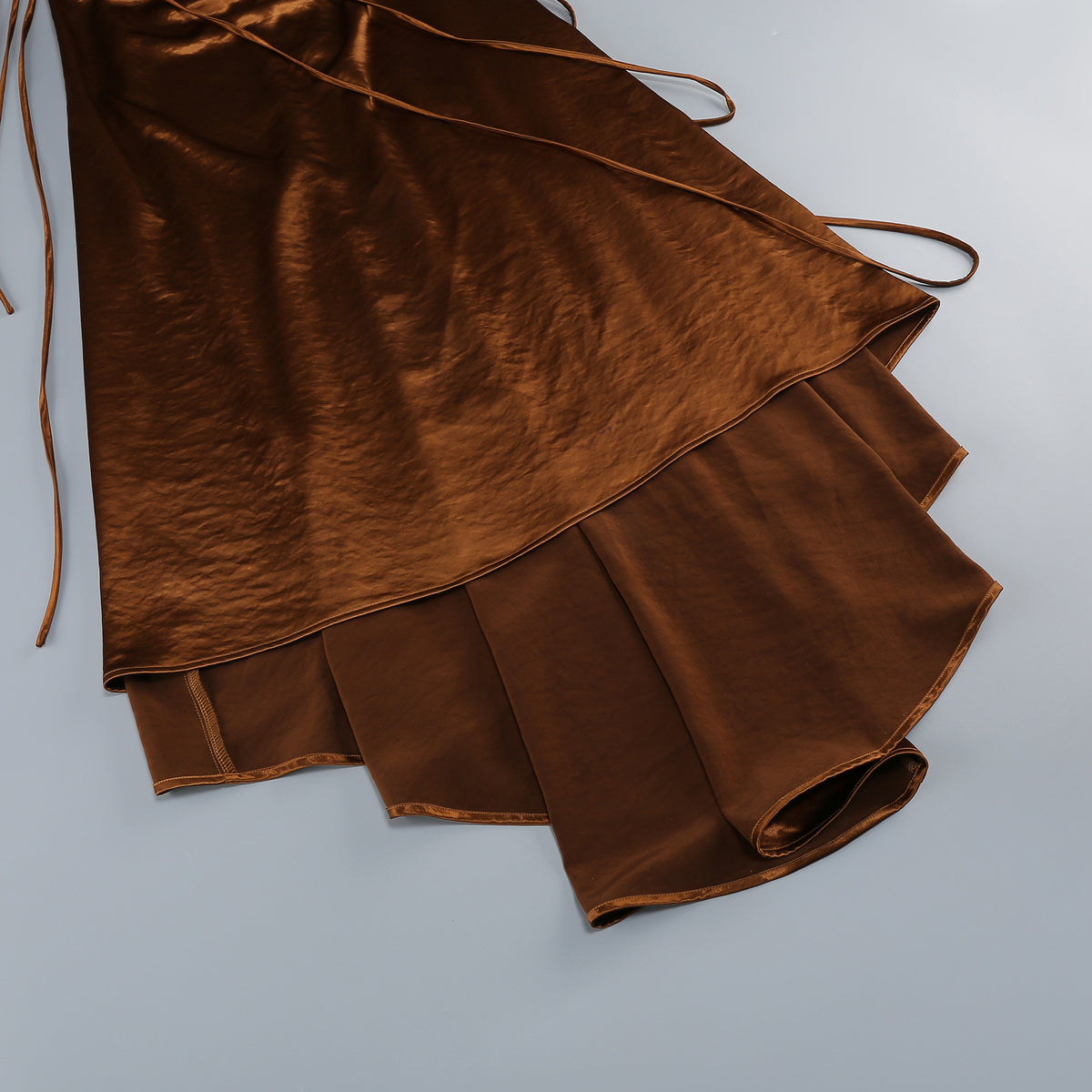 Wholesale Women's Dark Brown Satin Cowl-Neck Fishtail Maxi Dress – XS Womens Clothing