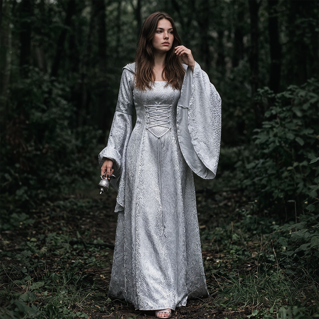 Wholesale Women's Medieval Hooded Witch Costume Long Dress