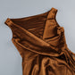 Wholesale Women's Dark Brown Satin Cowl-Neck Fishtail Maxi Dress – XS Womens Clothing