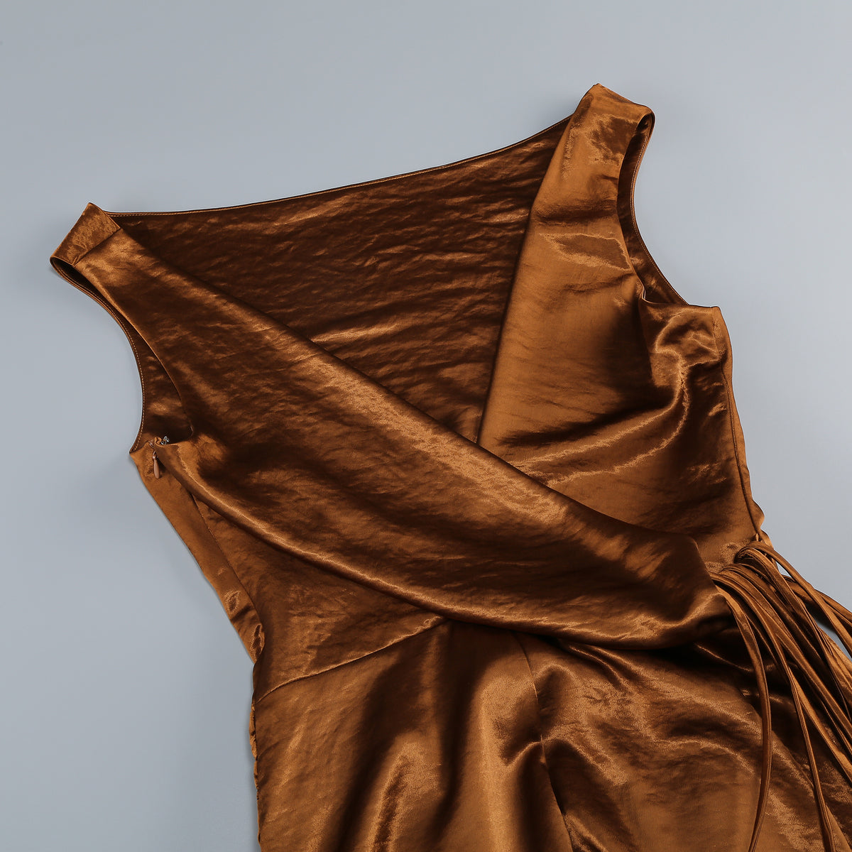 Wholesale Women's Dark Brown Satin Cowl-Neck Fishtail Maxi Dress – XS Womens Clothing