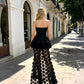 Wholesale Women's Off-Shoulder Polka-Dot Mesh Ruffle Maxi Dress