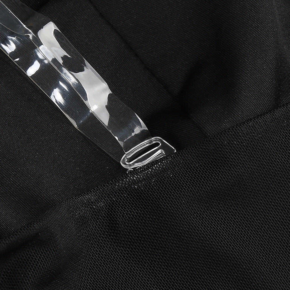 【Party & Event】 Maxi Sheath Polyester Milk Silk Sexy One-Shoulder Cutout Chain Side Slit Dress - MYTHSIS