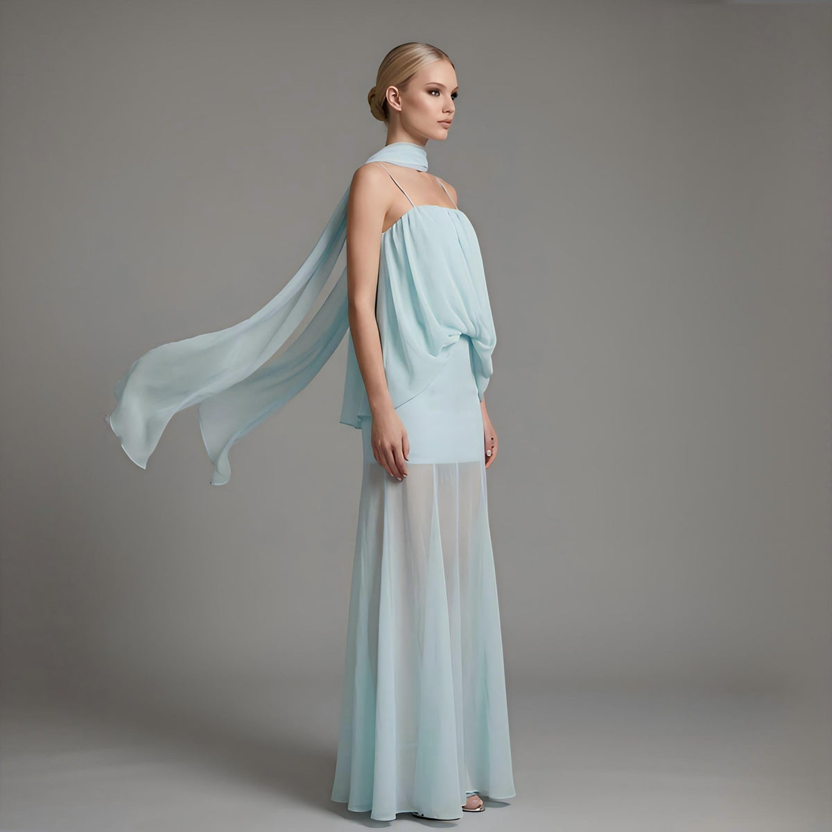 Wholesale Women's Sheer Gauze Ribbon Maxi Dress