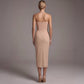 Wholesale Women's Apricot Embellished Strapless Mesh Bodycon Gown