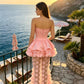 Wholesale Women's Off-Shoulder Polka-Dot Mesh Ruffle Maxi Dress