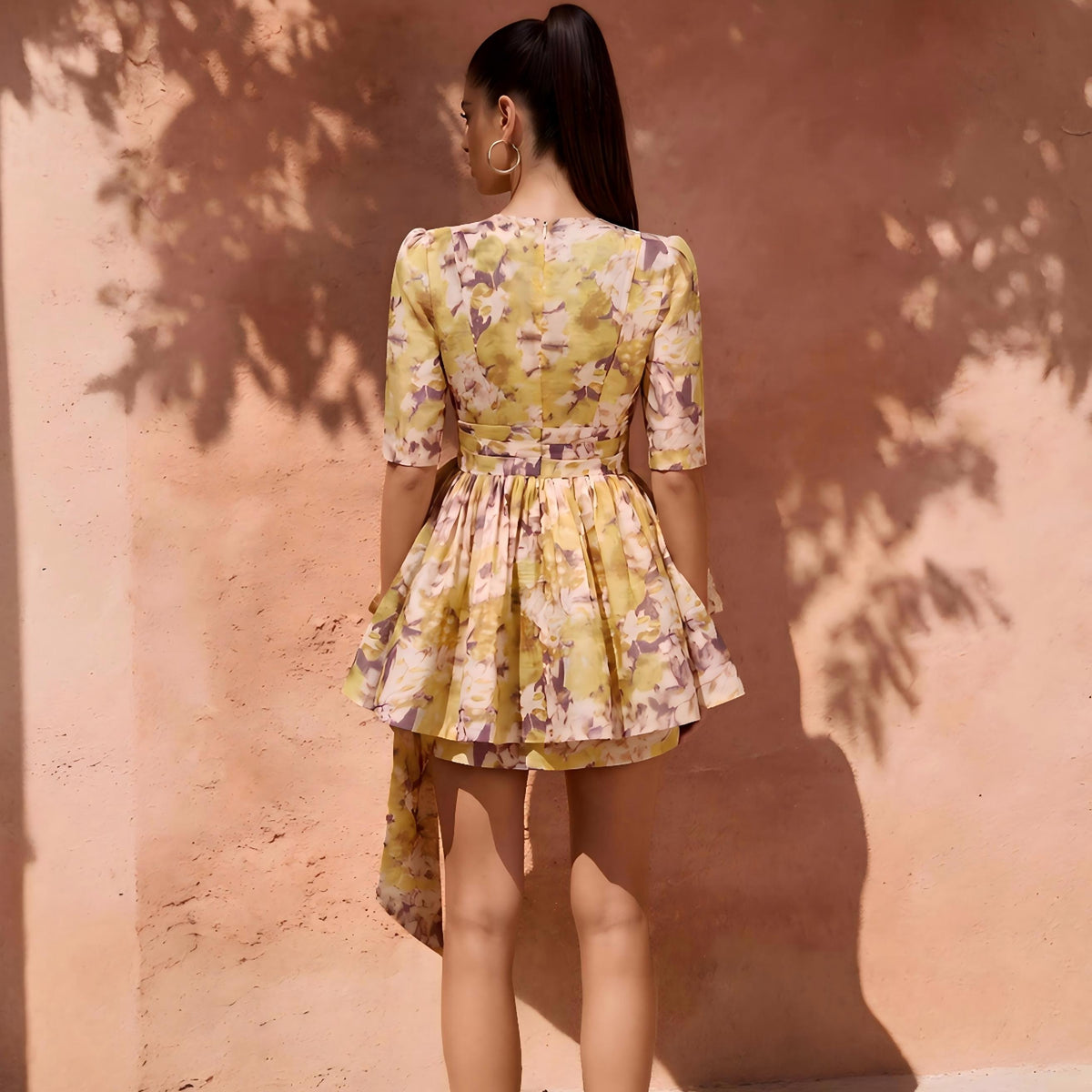 Wholesale XS Womens Clothing – Floral Deep V Zip Mini Dress